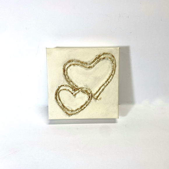 ORIGINAL HANDMADE Multimedia Heart Art on 6”x6”x1.5” Gallery Wrapped Canvas - Picture 7 of 9